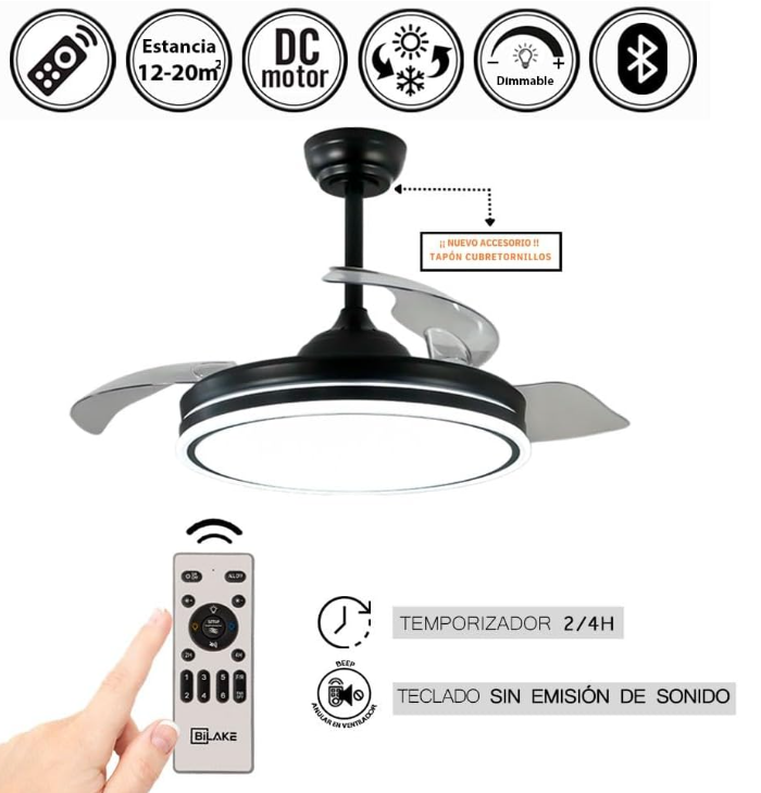 Ventilador LED con Aspas Retráctiles