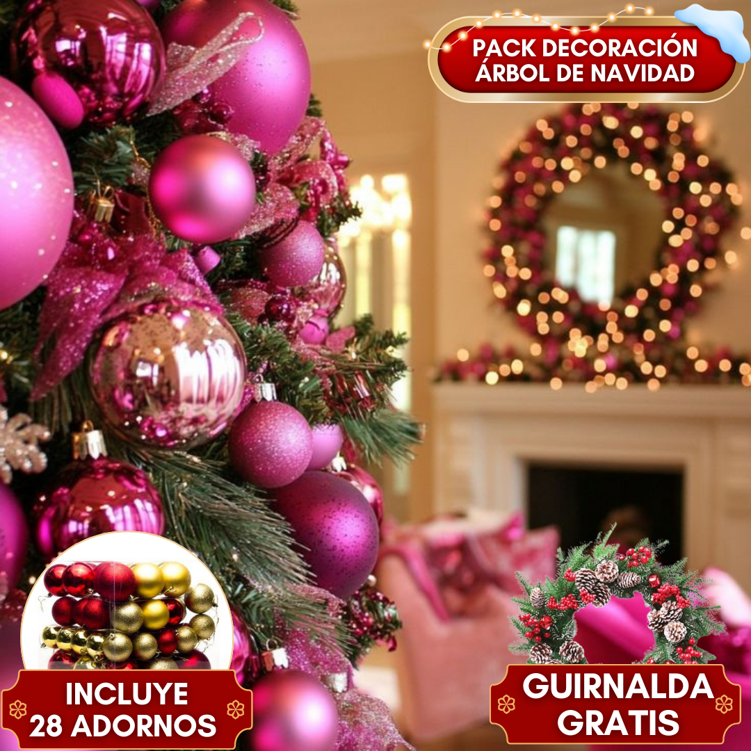 Pack Decoración Árbol de Navidad ( 28 Bolas + Guirlanda GRATIS)