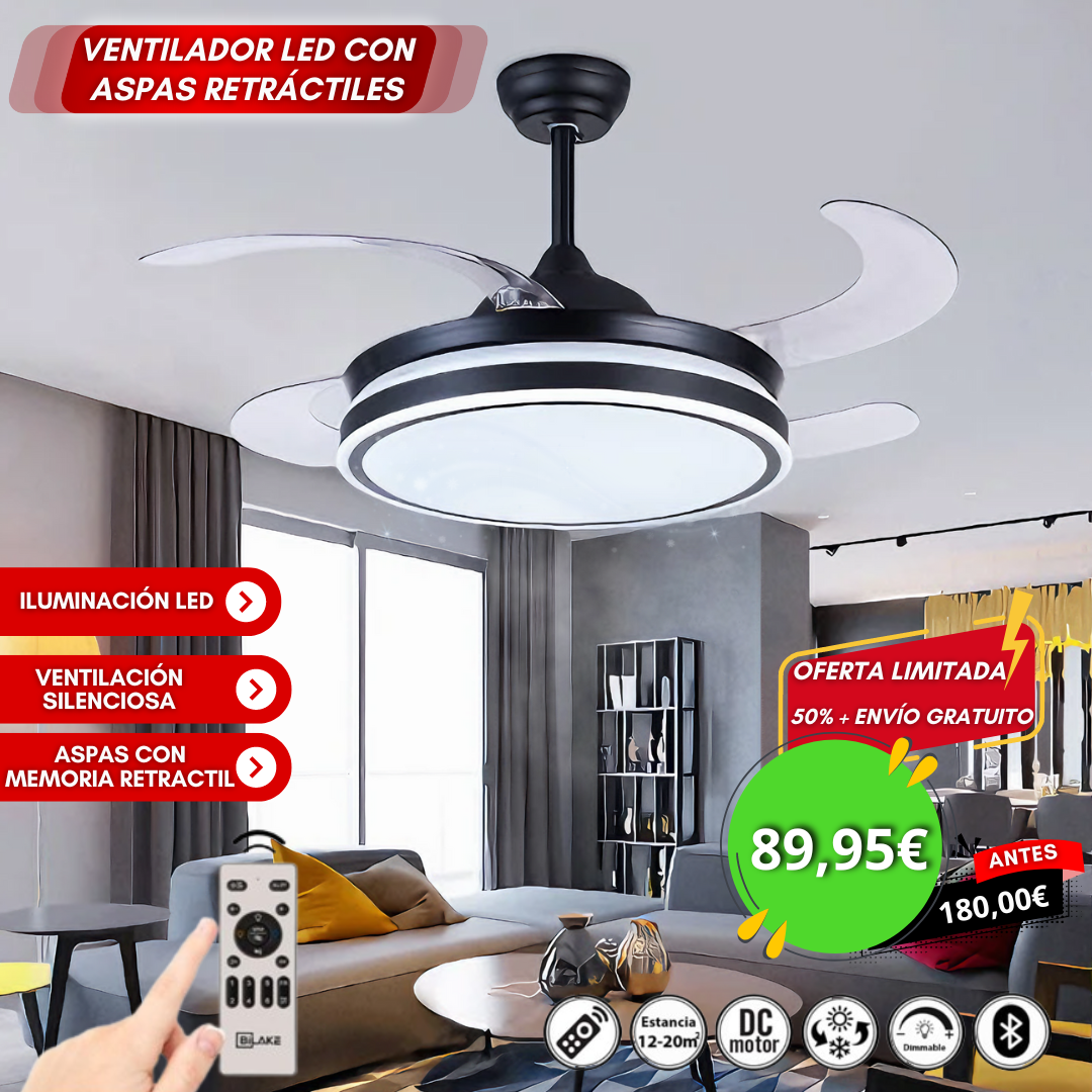 Ventilador LED con Aspas Retráctiles