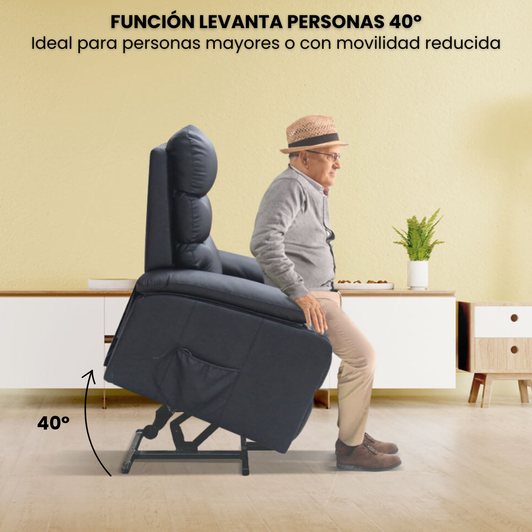 Sillón Relax Masaje Acolchado Reclinable Calor Lumbar